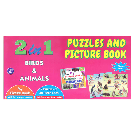 Picture of 2-IN-1 PUZZLES AND PICTURE BOOK - BIRDS & ANIMALS