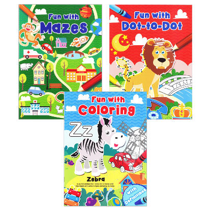 Picture of FUN WITH SERIES SET OF 3 (COLORING, DOT-TO-DOT, & MAZES)